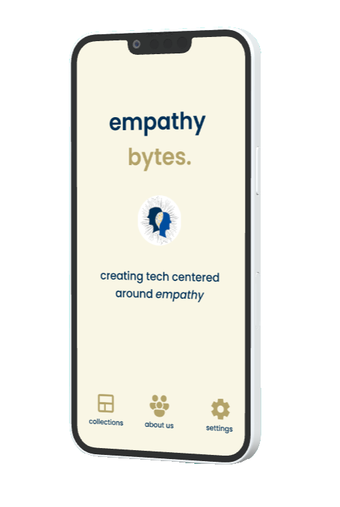 Mockup of the Empathy Bytes iOS app interface.
